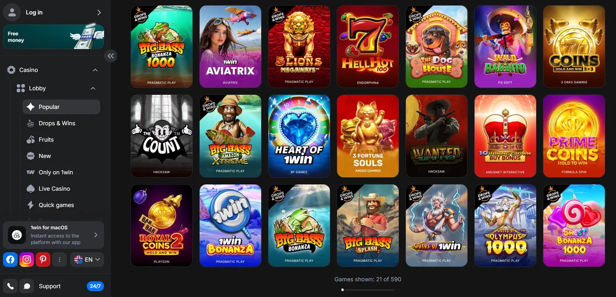 1win Aviator Login and Access to Other Games